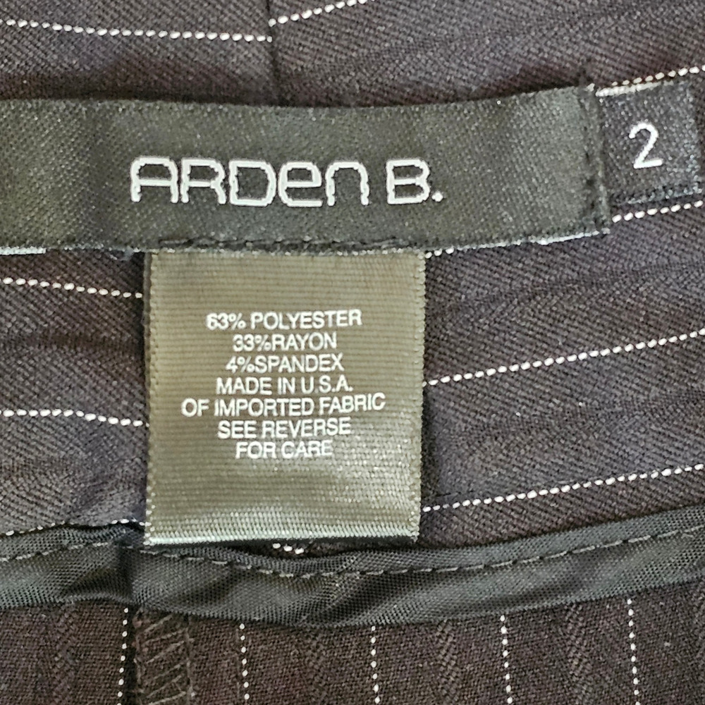 Arden B Y2K Black Pinstripe Wide Leg Dress Pants Chevron Waist Button Size 2 - Picture 2 of 9